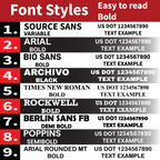 USDOT NUMBER 2'' X 12'' LETTERING